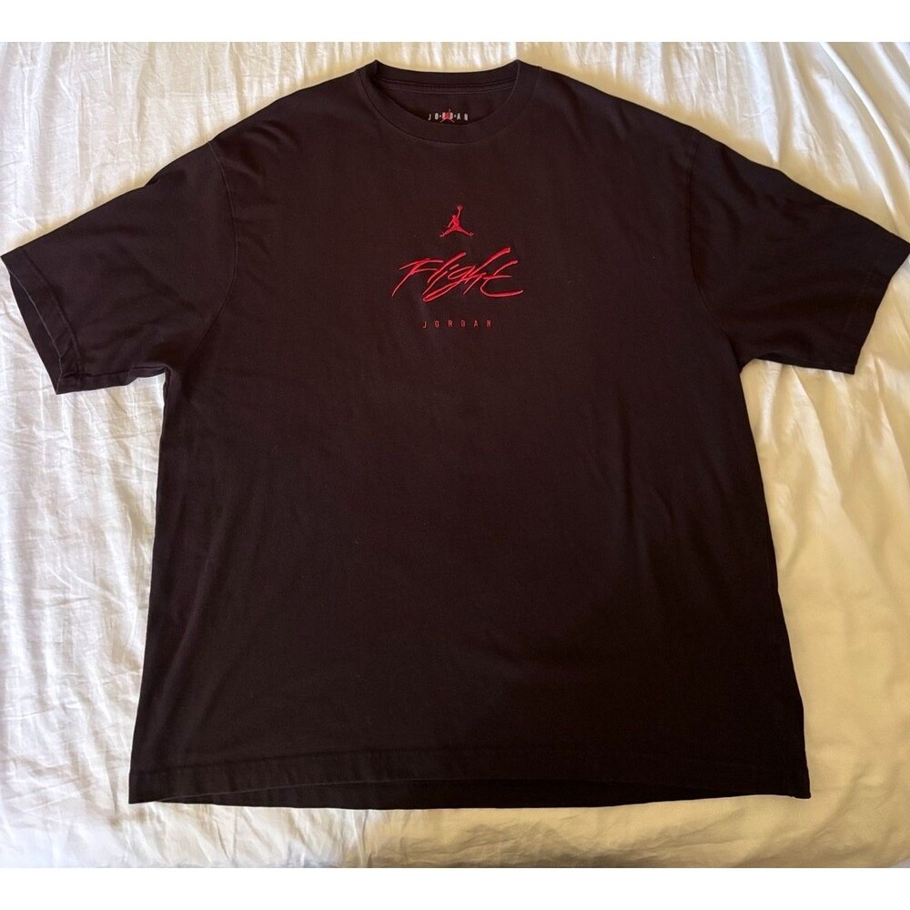 Nike Air Jordan Flight Graphic T Shirt Black Red Jumpman Back‎ Print XL FZ2229